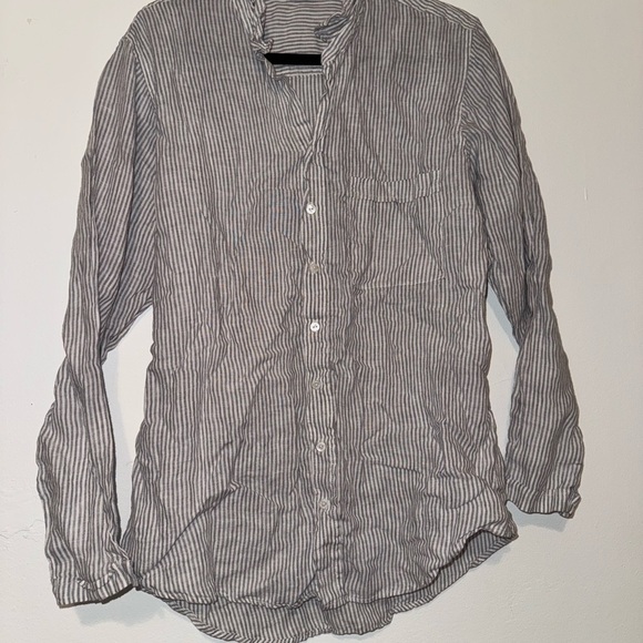 Striped Gray Long Sleeve Shirt & shorts sleep set - Picture 1 of 10